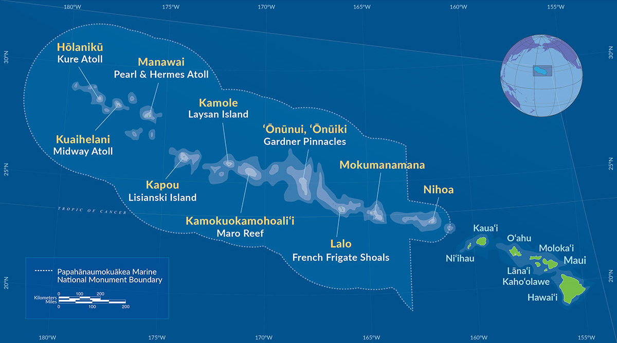 Papahānaumokuākea boundaries map